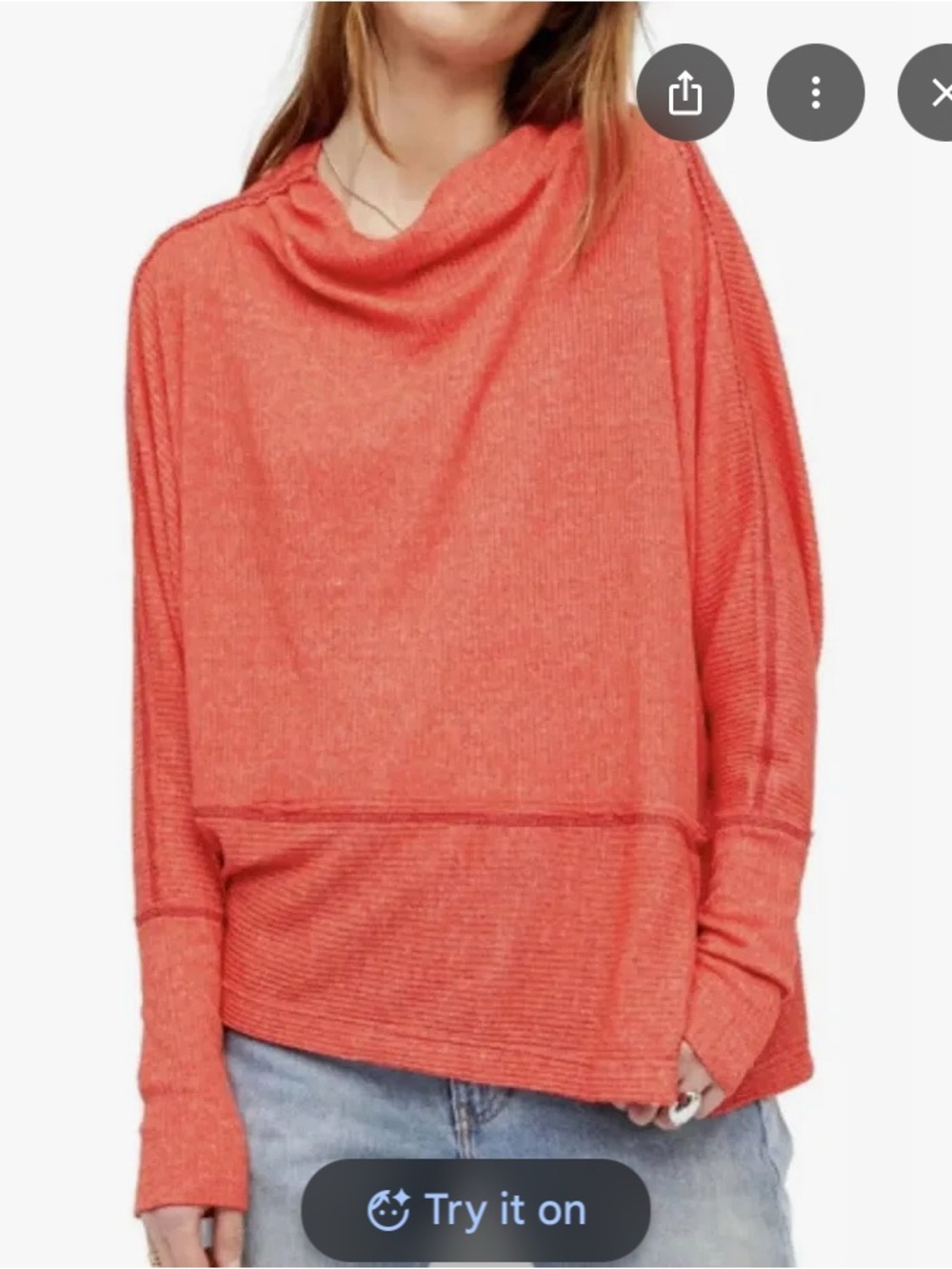 We The Free Women’s Ribbed Orange Long Sleeve Top - S